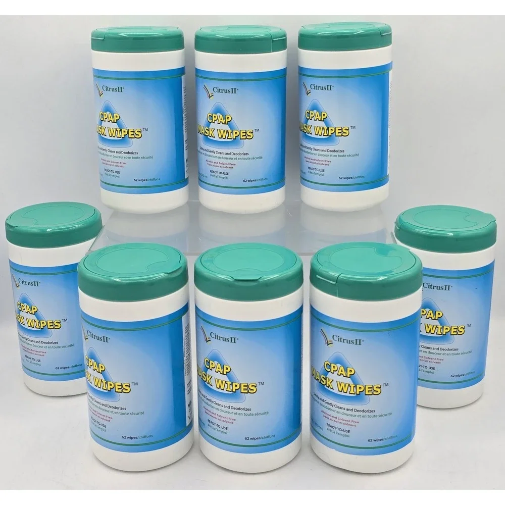 8 Pack - Citrus II Cpap Mask Wipes - Count of 62 x 8 =496 NEW